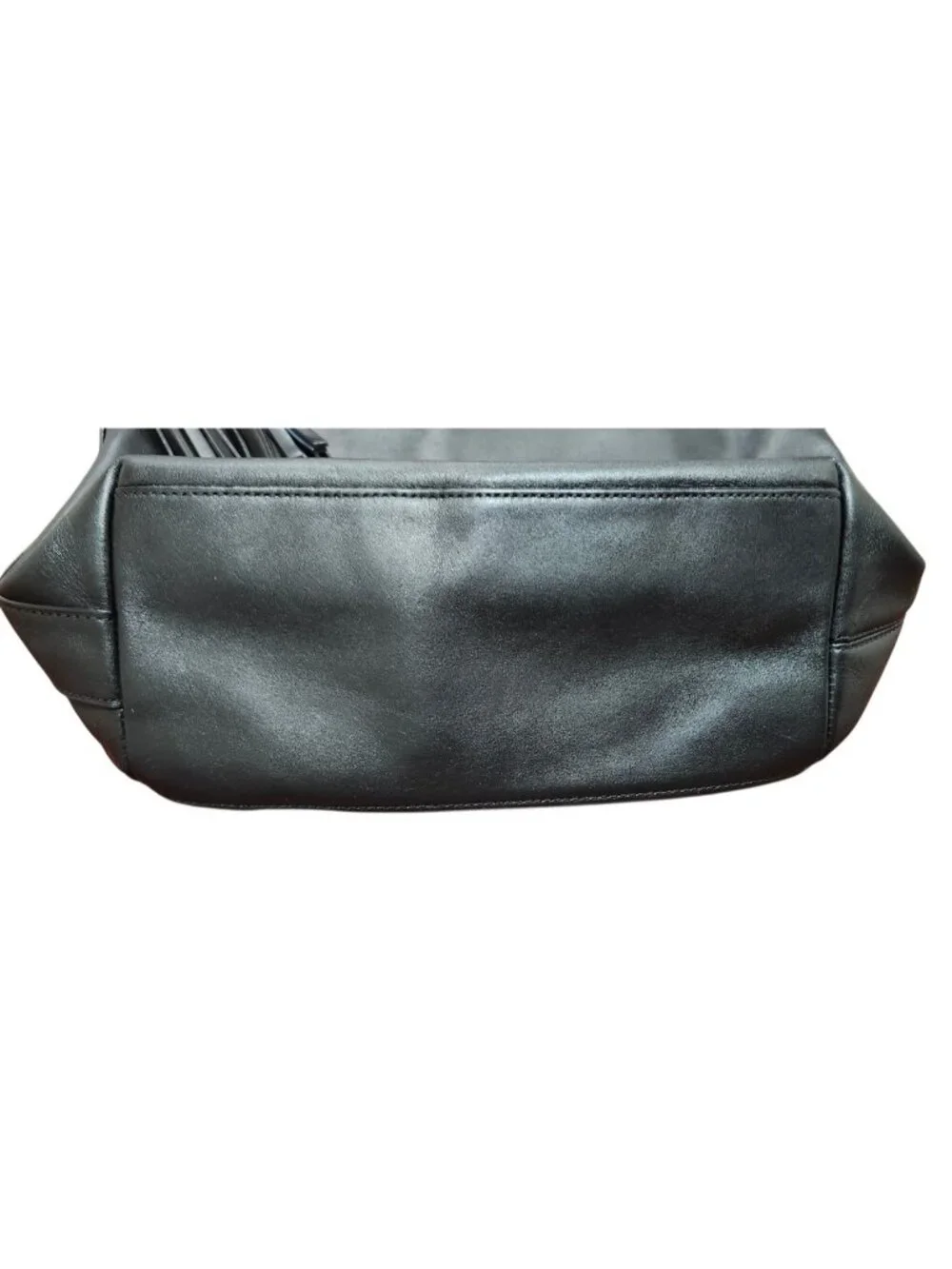 Coach Black Leather Hobo Shoulder Bag Large Tassel Silver Hardware Recolored